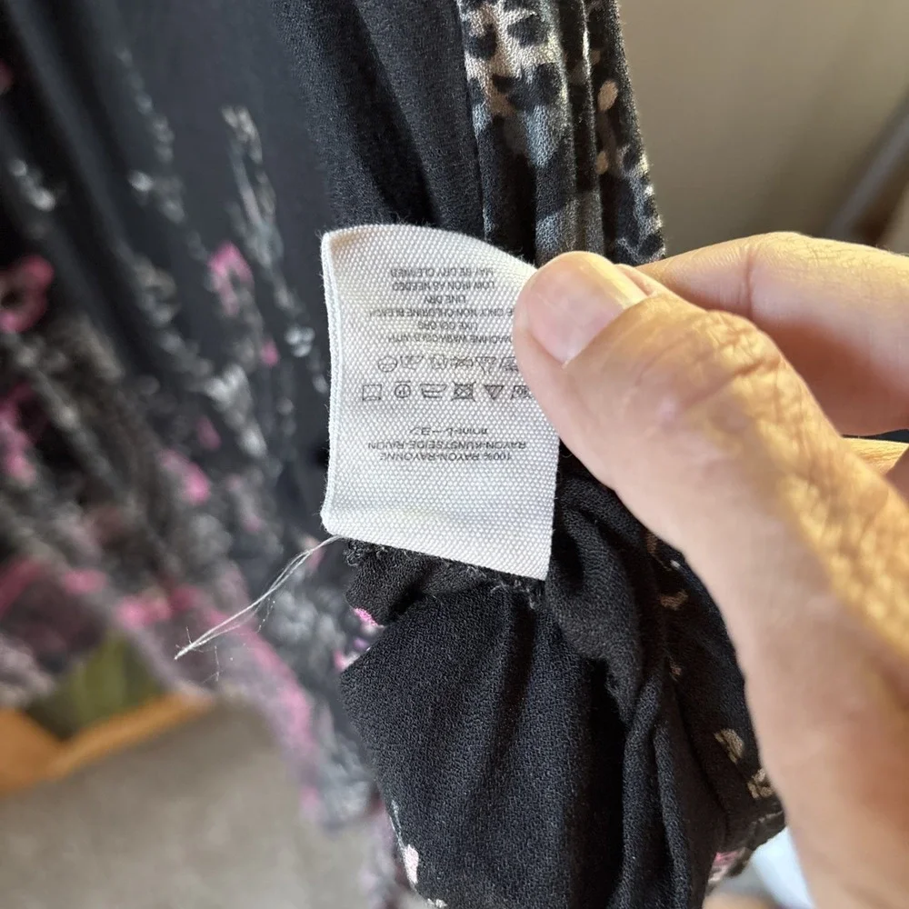 Free People's You Only Knew' Boho Black And‎ Pink Maxi Dress. Size Small